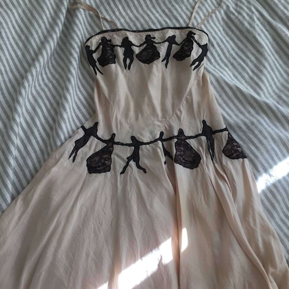 Anthropology silk slip dress nude color RARE